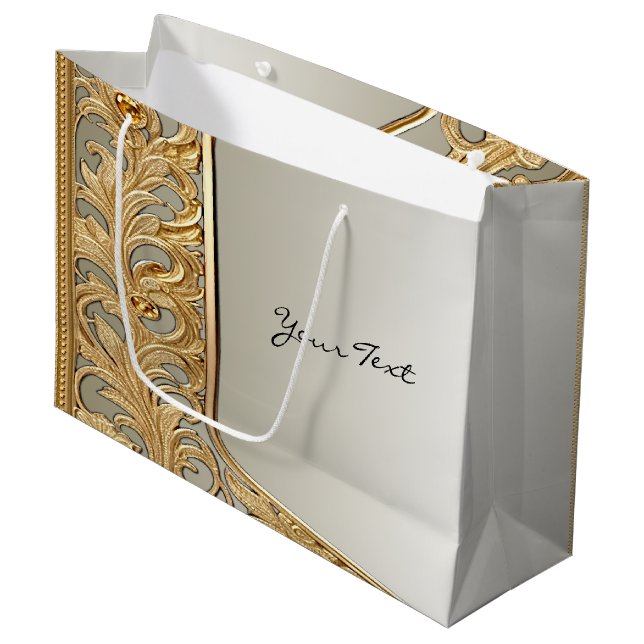 Sac cadeau orné d'or moderne (Devant Angle)