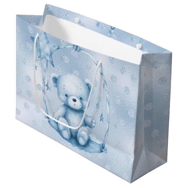 Sac cadeau Ours Bleu Teddy (Devant Angle)