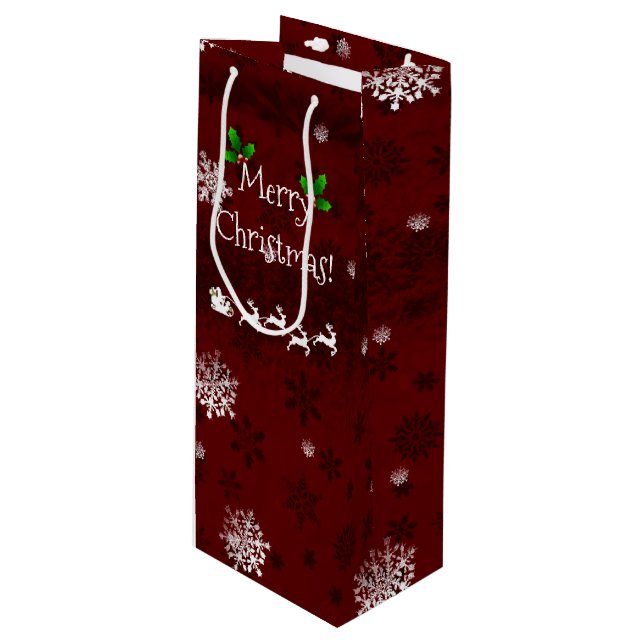 Sac cadeau Père Noël Rouge Sleigh et Reindeer (Devant Angle)