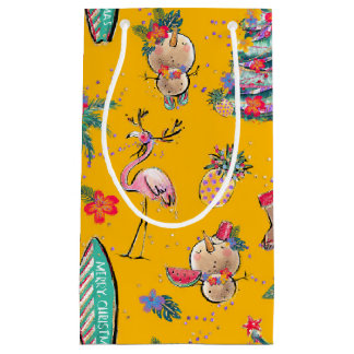 Sac cadeau Père Noël Tropical Jaune