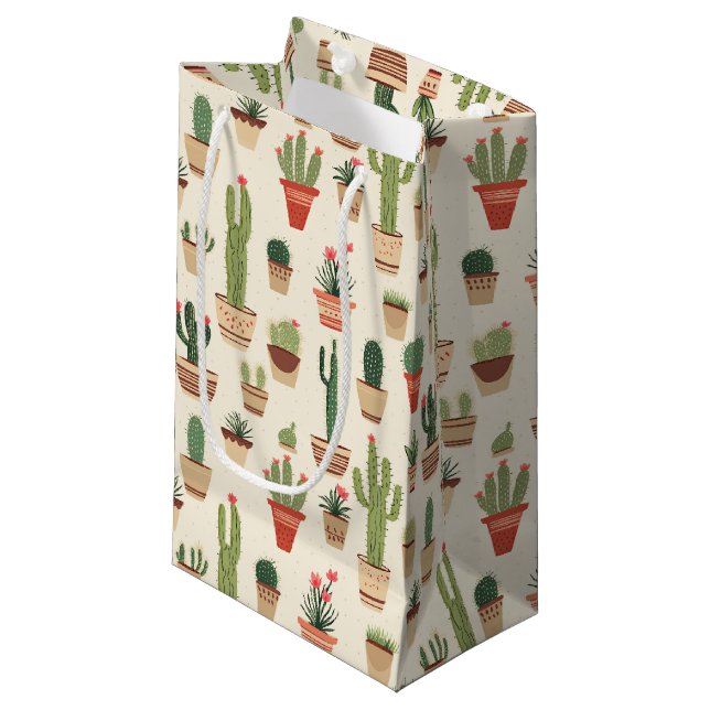 Sac Cadeau Personnalisé Cute Cactus Pota - Petit,  (Devant Angle)