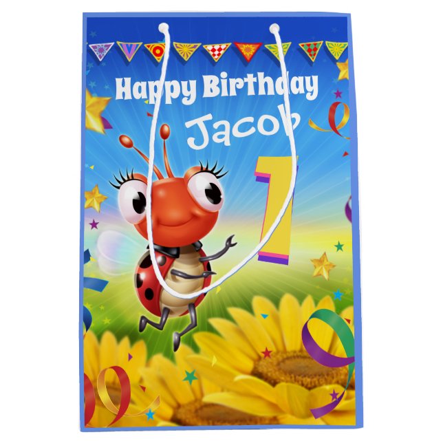 Sac cadeau personnalisé pour le 1er anniversaire d (Devant)