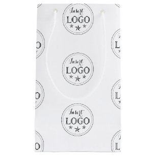 Sac cadeau petit format blanc classique avec logo 