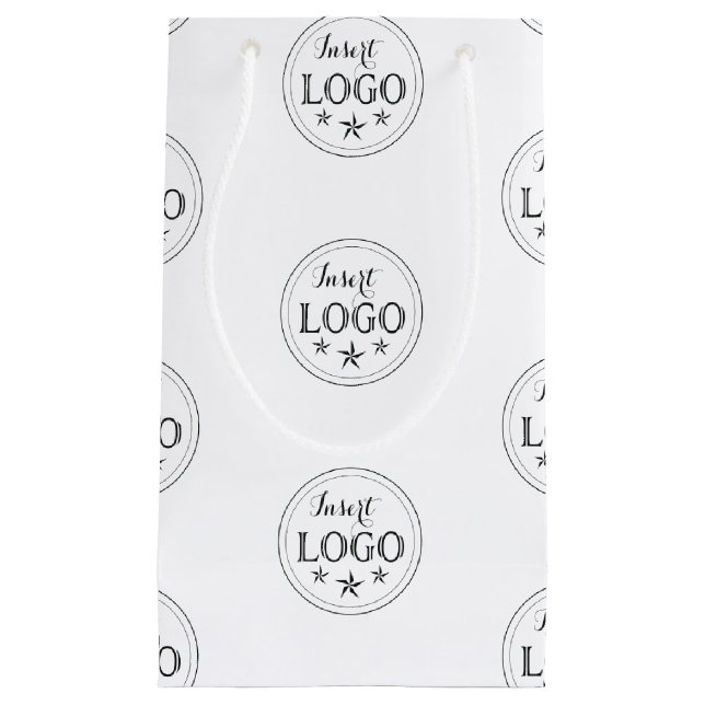 Sac cadeau petit format blanc classique avec logo  (Devant)