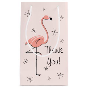 Sac cadeau petit format 'Merci !' rose flamant