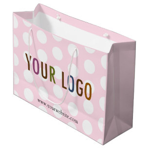 Sac cadeau Pointe Rose & Blanc avec logo d'entrepr