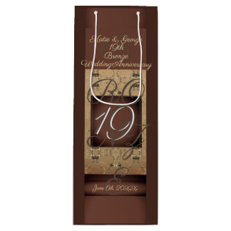 Sac Cadeau Pour Bouteille 19e anniversaire du Mariage bronze foncé