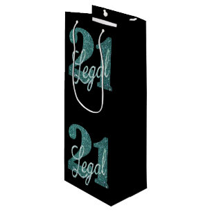 Sac Cadeau Pour Bouteille 21 et juridique Green Faux Parties scintillant 2
