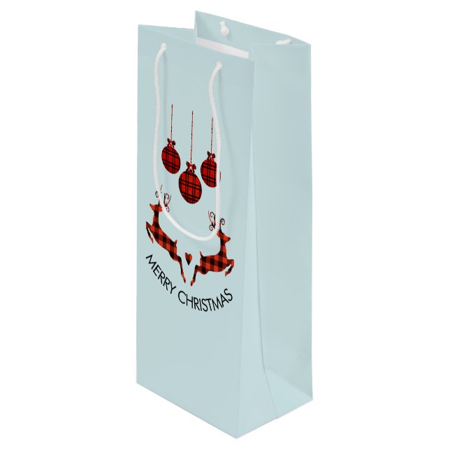 Sac Cadeau Pour Bouteille 2 cerfs de Noël saut de style rustique (Devant Angle)