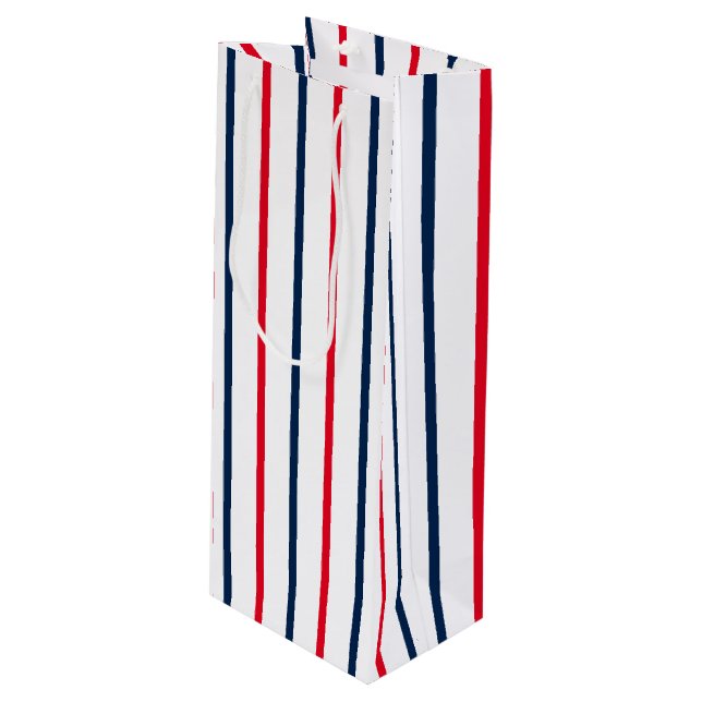 Sac Cadeau Pour Bouteille 4 juillet rayures patriotiques bleu rouge (Devant Angle)
