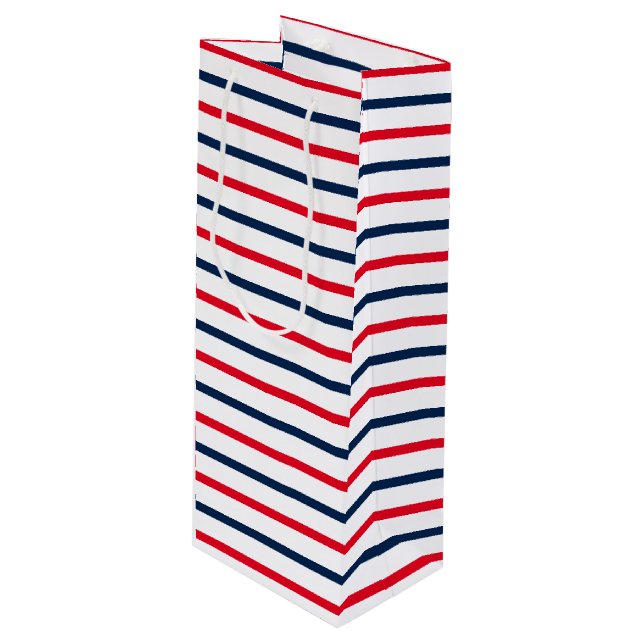 Sac Cadeau Pour Bouteille 4 juillet rouge blanc rayures patriotique (Devant Angle)