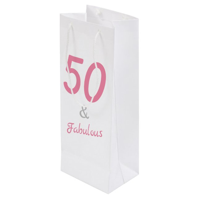 Sac Cadeau Pour Bouteille 50 et Fabuleux anniversaire (Dos Angle)