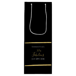 Sac Cadeau Pour Bouteille 50e anniversaire Black Gold Élégante Soirée élégan