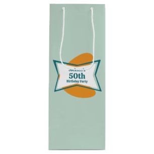 Sac Cadeau Pour Bouteille 50e anniversaire fête Retro Mid Century N'importe 