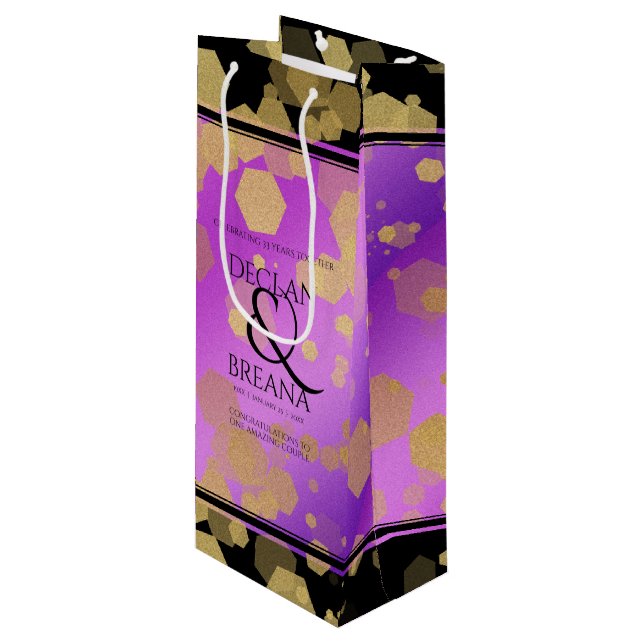 Sac Cadeau Pour Bouteille 6e 33e 47e 48e anniversaire du Mariage Améthyste (Devant Angle)