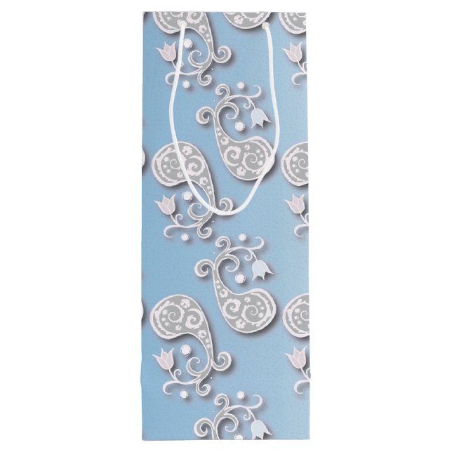 Sac Cadeau Pour Bouteille Abstrait Bébé bleu et rose Pastel Floral (Dos)