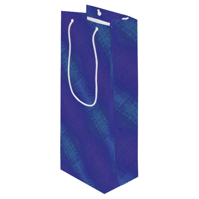 Sac Cadeau Pour Bouteille Acceptation | Motif de Blue Indigo Violet Shibori (Devant Angle)