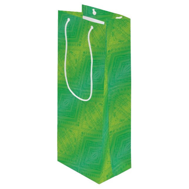 Sac Cadeau Pour Bouteille Acceptation | Motif de Shibori jaune bleu (Devant Angle)
