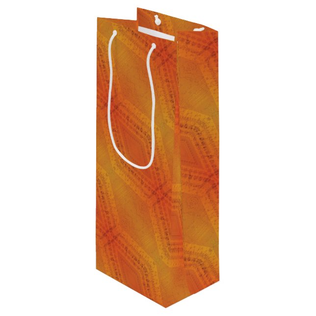 Sac Cadeau Pour Bouteille Acceptation | Motif de Shibori rouge orange jaune (Devant Angle)