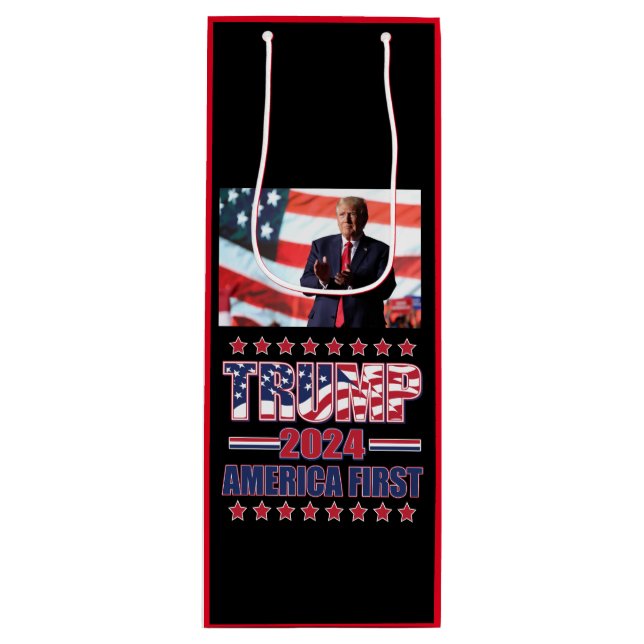 Sac Cadeau Pour Bouteille Amérique Premier trump 2024 (Devant)