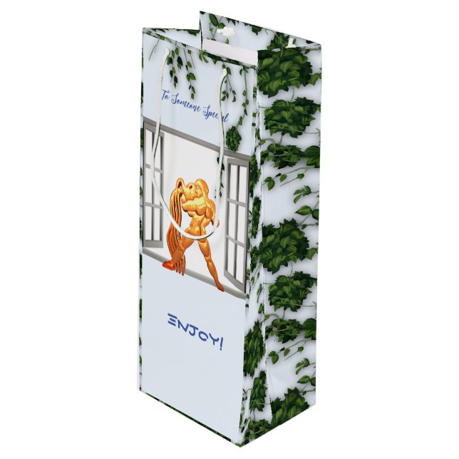 Sac Cadeau Pour Bouteille Anniversaire d'Aquarius (Devant Angle)