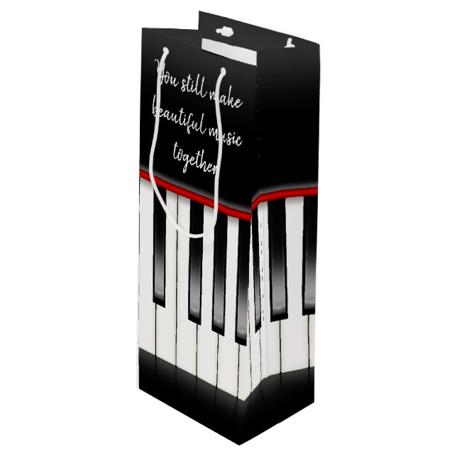 Sac Cadeau Pour Bouteille Anniversaire des touches de piano (Devant Angle)