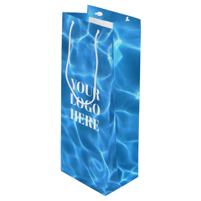 Sac Cadeau Pour Bouteille Aqua Blue Swimming Pool Photo for Your Logo (Devant Angle)