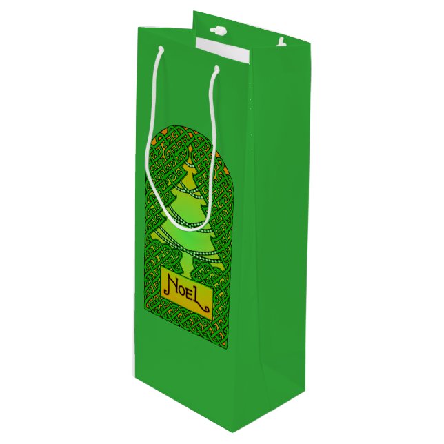 Sac Cadeau Pour Bouteille Arbre de Noël celtique (Devant Angle)