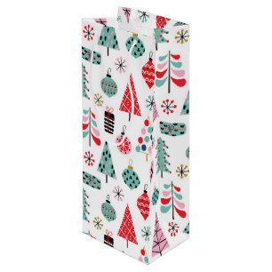 Sac Cadeau Pour Bouteille Arbre de Noël. Motif de vacances hiver moderne