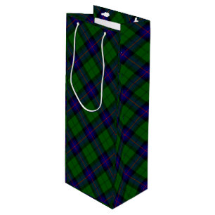 Sac Cadeau Pour Bouteille Armstrong tartan bleu et vert plaid