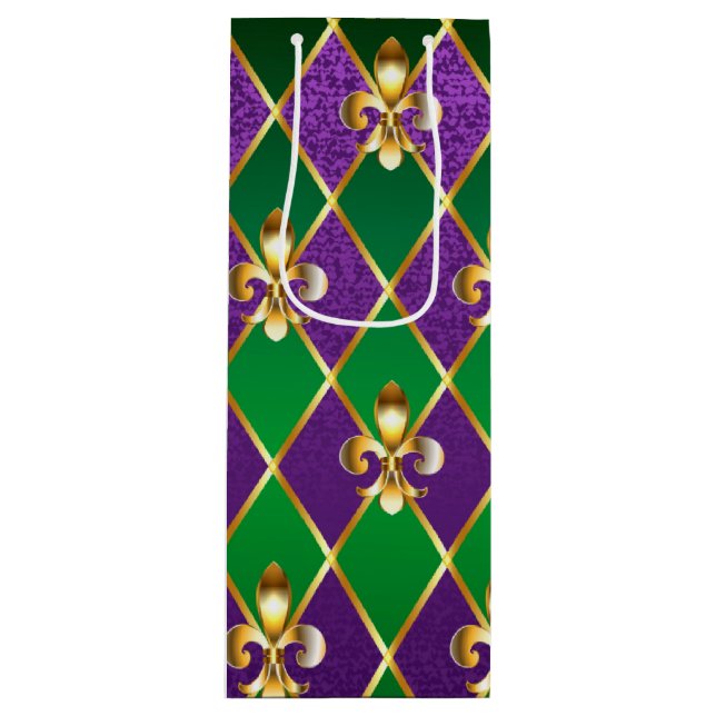 Sac Cadeau Pour Bouteille Arrière - plan de bijoux Mardi Gras (Devant)