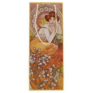Sac Cadeau Pour Bouteille Art Nouveau Vintage Alphonse Mucha Topaz Lady