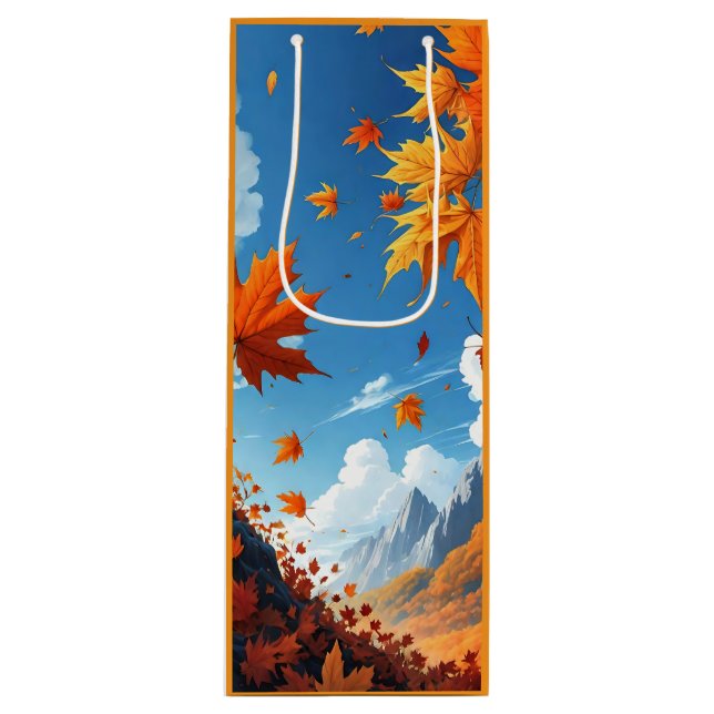 Sac Cadeau Pour Bouteille Authumn leaves orange (Devant)