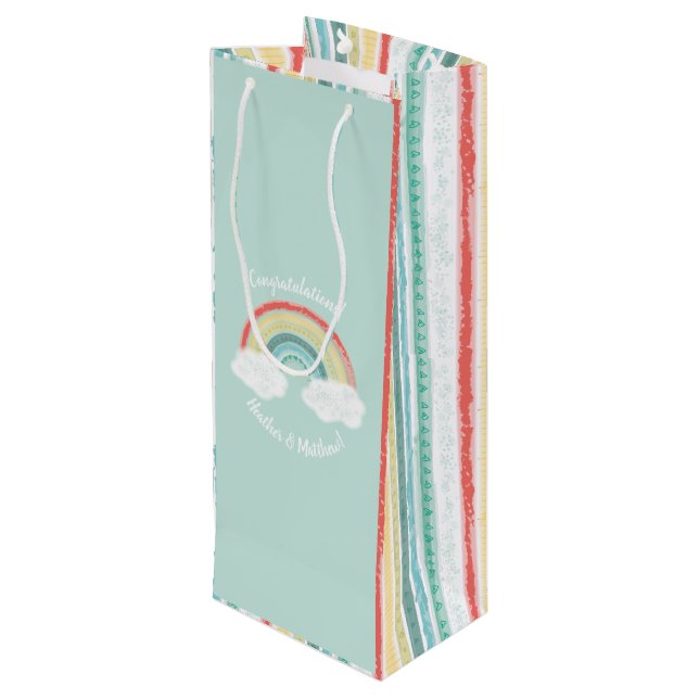 Sac Cadeau Pour Bouteille Baby shower arc-en-ciel (Dos Angle)
