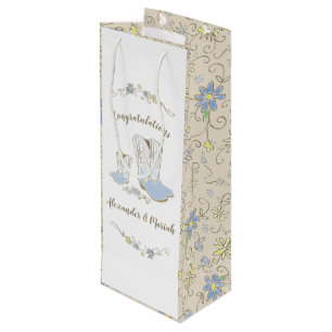 Sac Cadeau Pour Bouteille Baby shower français de Bulldog Frenchie Blue