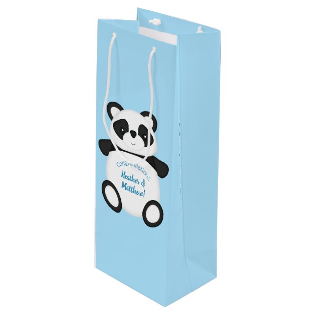 Sac Cadeau Pour Bouteille Baby shower Panda Bear (Devant Angle)