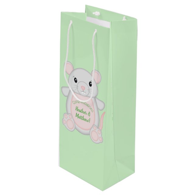 Sac Cadeau Pour Bouteille Baby shower souris (Devant Angle)