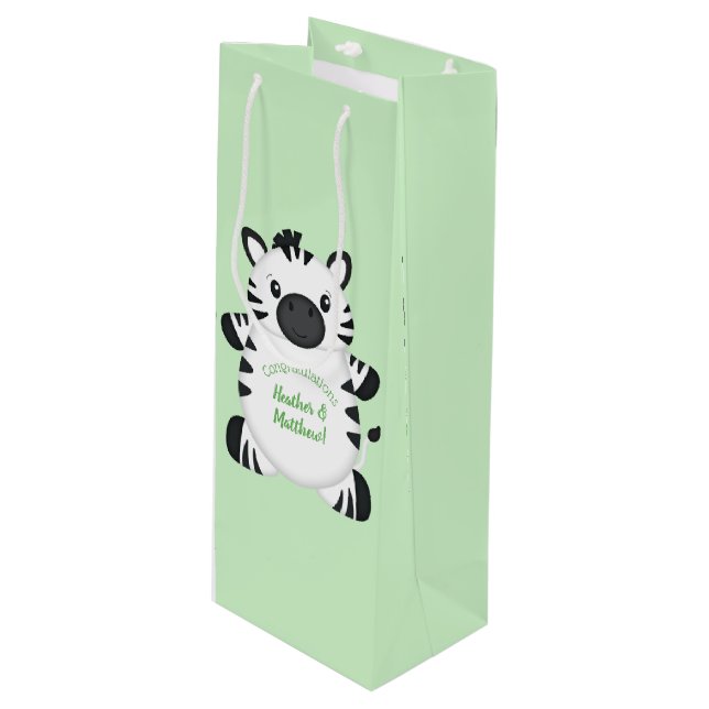 Sac Cadeau Pour Bouteille Baby shower Zebra (Devant Angle)