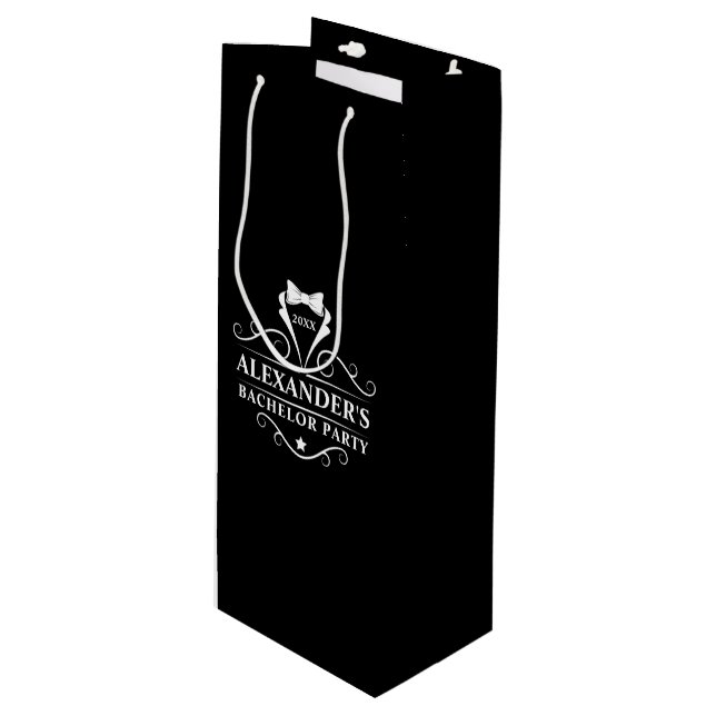 Sac Cadeau Pour Bouteille Bachelor Party Tuxedo Cravate noir (Devant Angle)