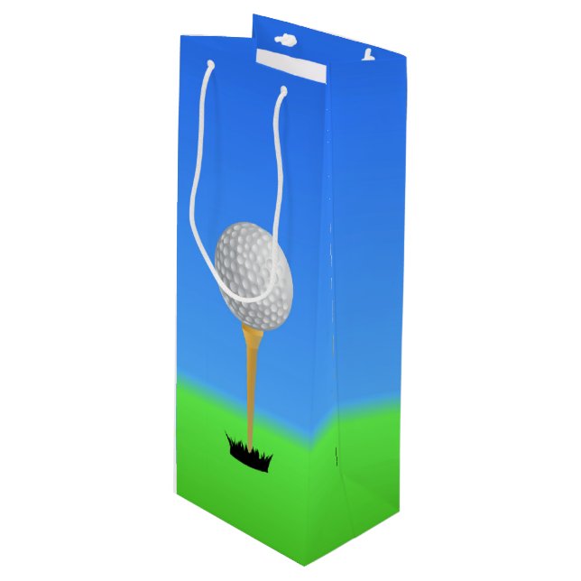 Sac Cadeau Pour Bouteille Bal de golf sur un Tee (Devant Angle)