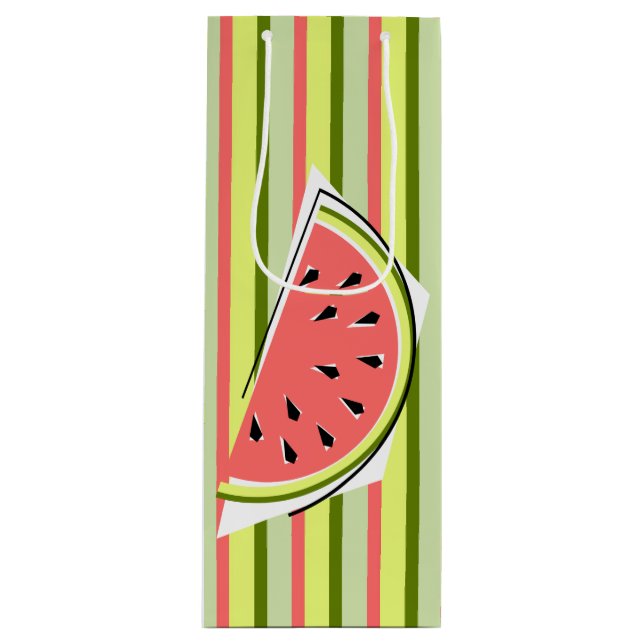 Sac Cadeau Pour Bouteille Bande de pastèque classique (Devant)