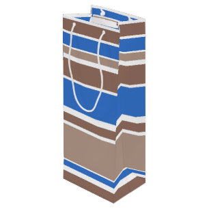 Sac Cadeau Pour Bouteille Bandes Brown et bleues