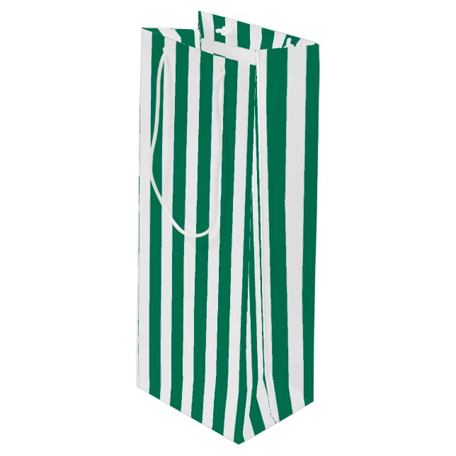 Sac Cadeau Pour Bouteille Bandes de bonbons vert et blanc (Devant Angle)