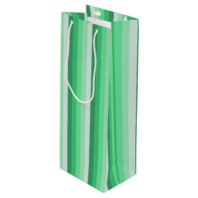 Sac Cadeau Pour Bouteille Bandes d'ombre vertes (Devant Angle)