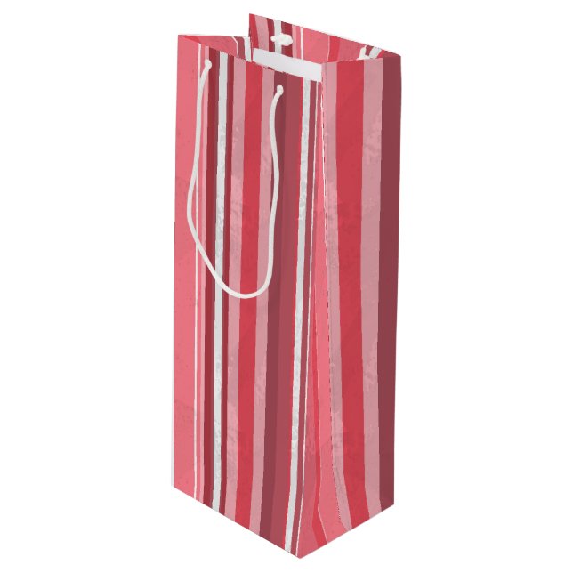 Sac Cadeau Pour Bouteille Bandes roses (Devant Angle)