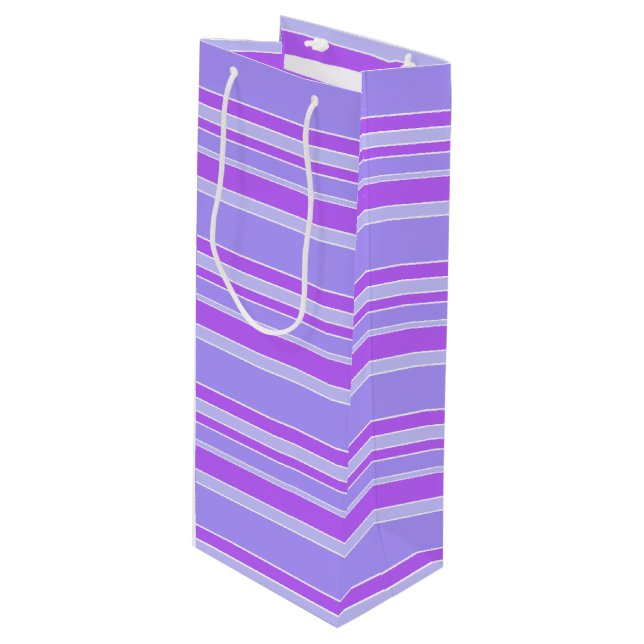 Sac Cadeau Pour Bouteille Bandes violettes (Devant Angle)