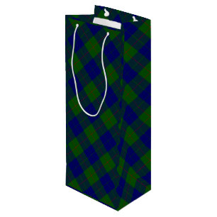 Sac Cadeau Pour Bouteille Barclay clan tartan bleu vert plaid