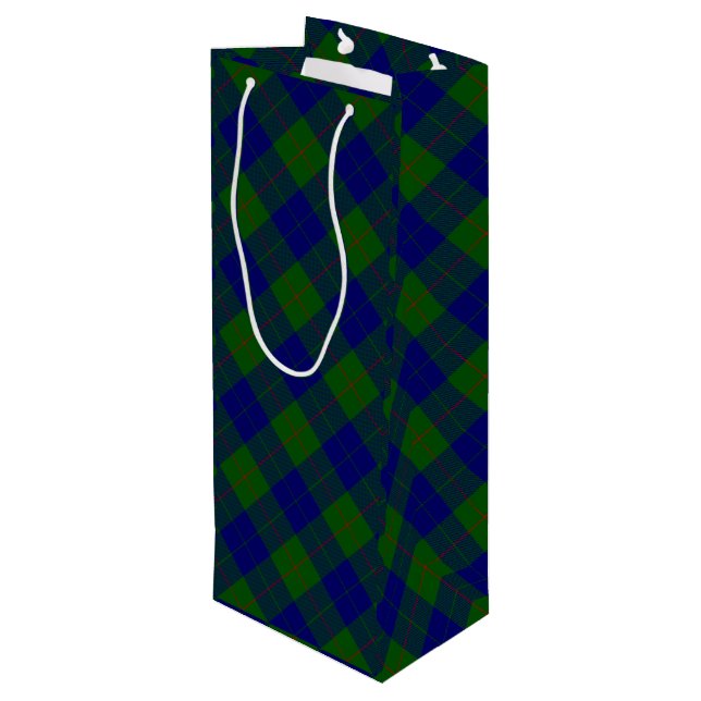 Sac Cadeau Pour Bouteille Barclay clan tartan bleu vert plaid (Dos Angle)
