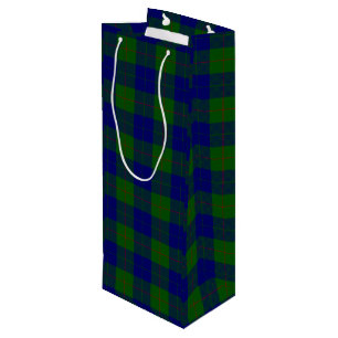 Sac Cadeau Pour Bouteille Barclay clan tartan bleu vert plaid
