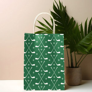 Sac Cadeau Pour Bouteille Bat De Golf Et Arrière-Plan Vert